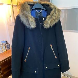 NWT J Crew Stadium Cloth Black Parka Tall 16